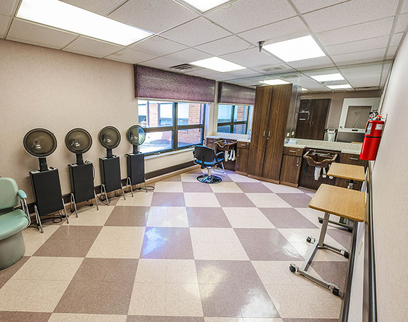 Free and accessible hair styling room in Johnstown, Pennsylvania nursing home.